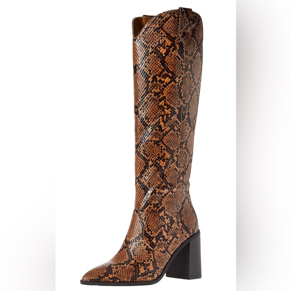 The Drop Cassandra Faux Snakeskin Knee-High Western Boots - Picture 10 of 11